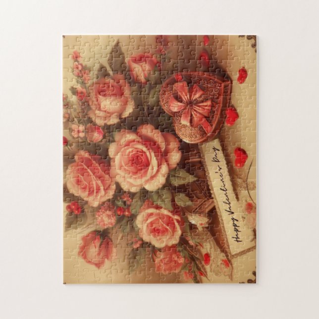 Vintage Valentinstag Schokolade und Blume (Vertikal)