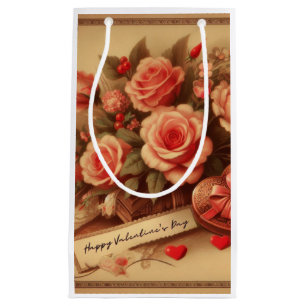 Vintage Valentinstag Schokolade und Blume Kleine Geschenktüte