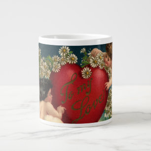Vintage Valentinstag viktorianische Cherubs im Him Jumbo-Tasse