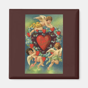 Vintage Valentinstag, viktorianische Engelsherzen Magnet