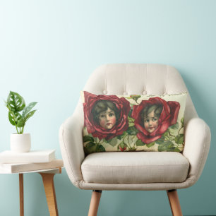 Vintage Valentinstag, viktorianische Gesichter in Lendenkissen