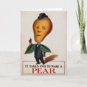 Vintage-Valentinstagskarte mit Birne Feiertagskarte