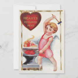 Vintage Valentintagsherzen repariert hier Engel Feiertagskarte