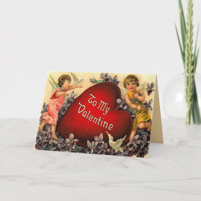Vintage Valentintagskarte Feiertagskarte (Vorderseite)