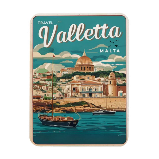 Vintage Valletta, Malta - Reise Souvenirs und Gesc Magnet (Vertikal)