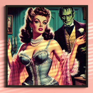 Vintage Vampir Mädchen Poster