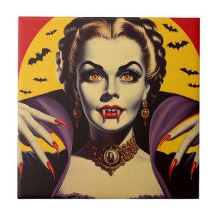 Vintage Vampirfrau Fliese