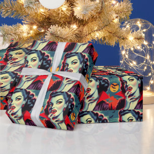 Vintage Vampirfrau Geschenkpapier