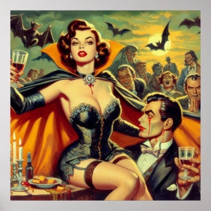 Vintage Vampirfrau Poster