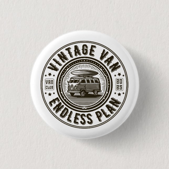 Vintage Van Endloser Plan Button (Vorderseite)