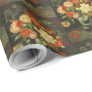 Vintage Van Gogh Blumen Rote Vase mit Nelken Geschenkpapier