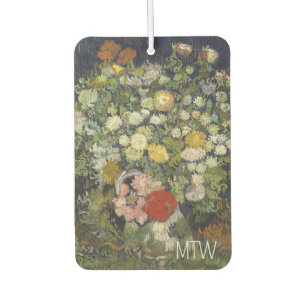 Vintage Van Gogh Blumenstrauß und Monogramm Autolufterfrischer
