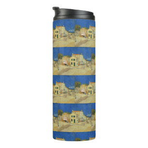 Vintage Van Gogh Gelbes Haus Blauer Himmel Gemälde Thermosbecher