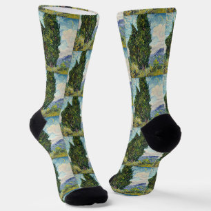 Vintage Van Gogh Grüne Zypressen Malerei Socken