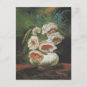 Vintage Van Gogh Vase mit Pfingstrosen Postkarte