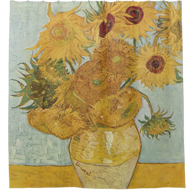 Vintage Van- Goghsonnenblume-Kunst Duschvorhang (Vorderseite)
