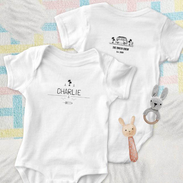 Vintage Van Life Surfer Crew Baby Strampler (Vintage Van Life Surfer Crew Baby Bodysuit ©Susanne Sachers - Sunny Wanderlust 🌞✈️)