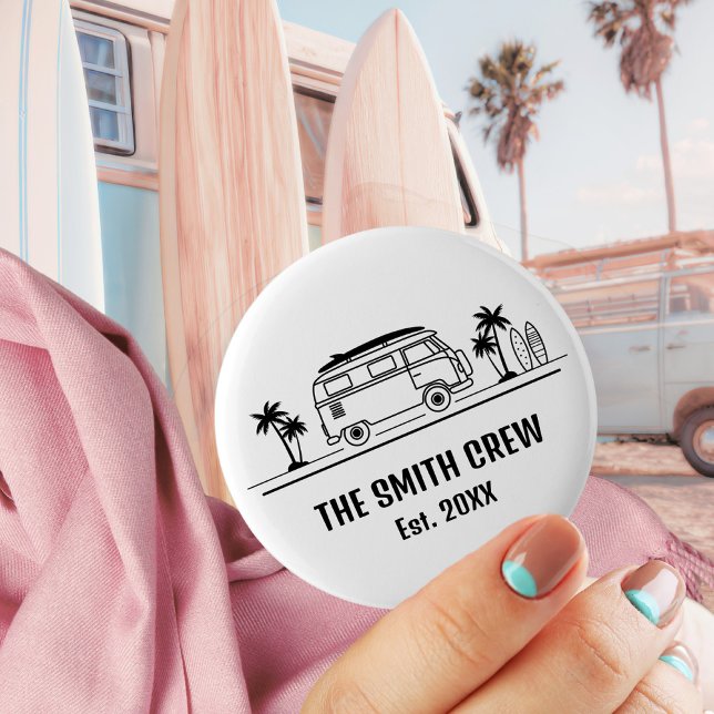 Vintage Van Life Surfer Crew Button (Vintage Van Life Surfer Crew Button ©Susanne Sachers - Sunny Wanderlust 🌞✈️)