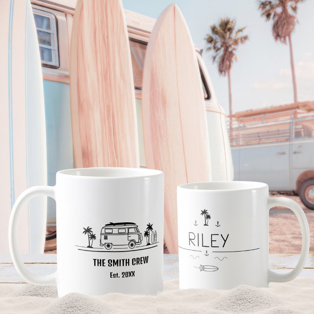 Vintage Van Life Surfer Crew Kaffeetasse (Vintage Van Life Surfer Crew Coffee Mug ©Susanne Sachers - Sunny Wanderlust 🌞✈️)