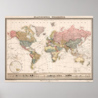 Vintage-Vanille-Farben Weltkarte Poster