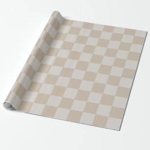 Vintage Vanille Weiß Kaffee Creme kariert Schach Geschenkpapier