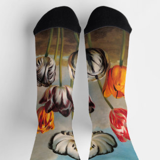 Vintage Variegated Tulip Flowers in a Landscape Socken