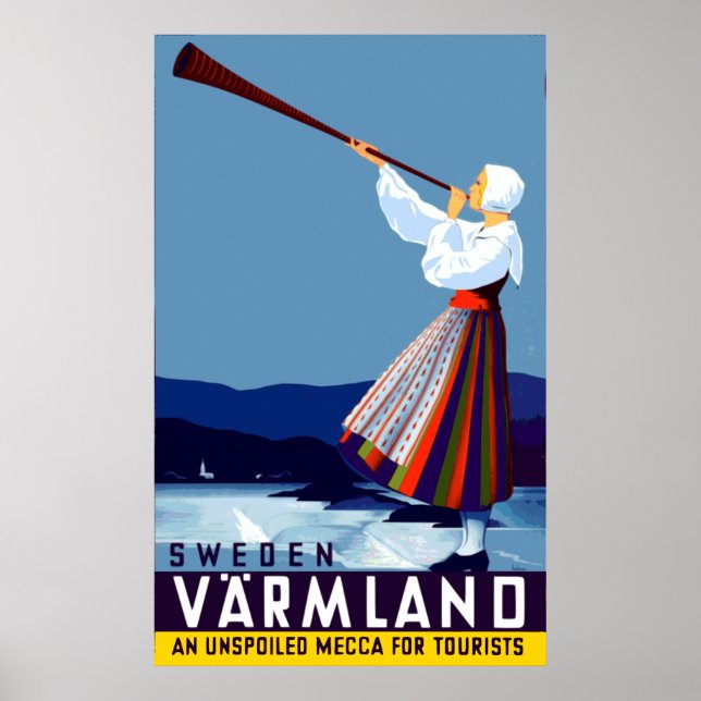 Vintage Varmland Sweden Travel Poster (Vorne)