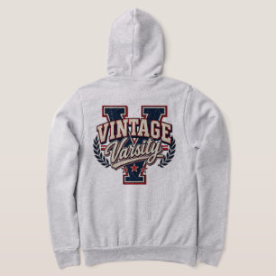 Vintage Varsity abgenutzter Blockbuchstabe V Hoodie