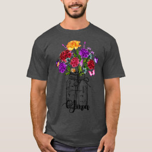 Vintage Vase der farbigen Wildblume Schmetterlings T-Shirt