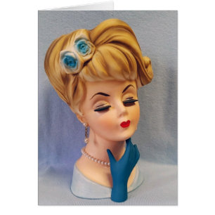 Vintage Vase tête bleu Rose et main brillante