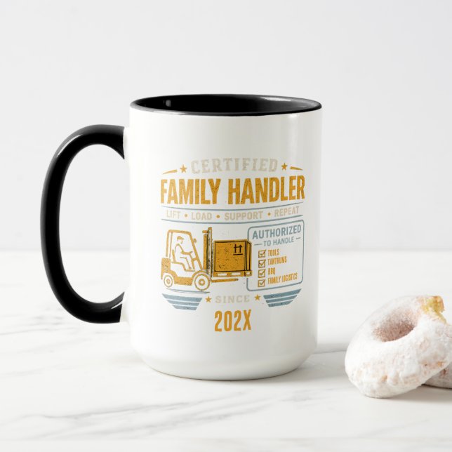 Vintage-Vater-Schwerlaststapler  Tasse (Mit Donut)