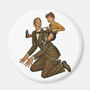 Vintage Vater und Sohn, Lustig, Dummer Vatertag Magnet