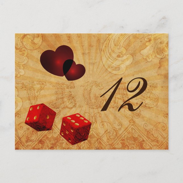 Vintage Vegas-Tischnummern Postkarte (Vorderseite)