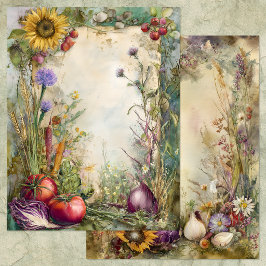 VINTAGE VEGGIE GARDEN JUNK JOURNAL PAPER
