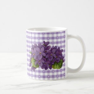 Vintage Veilchen auf Gingham mit Herzen Kaffeetasse