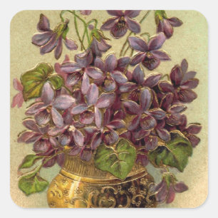 Vintage Veilchen in einer goldenen Vase Sticker