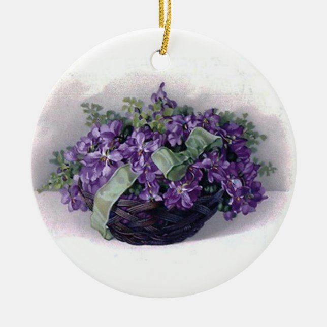 Vintage Veilchen-Verzierung Keramik Ornament (Vorne)