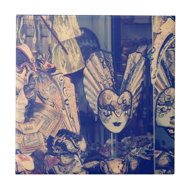 Vintage Venetian carnival masks Fliese (Vorderseite)