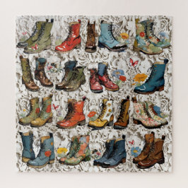 Vintage veraltete Stiefel, Blüte und Spitzen