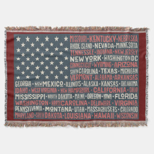 Vintage verblasste amerikanische Flagge Staat Name Decke