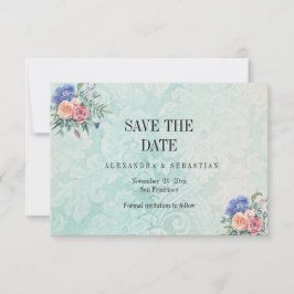 Vintage verblichene Damask Floral Boho Hochzeit Save The Date