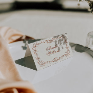 Vintage verbrannte Orange alte Geld-Hochzeitsplatz Tischnummer