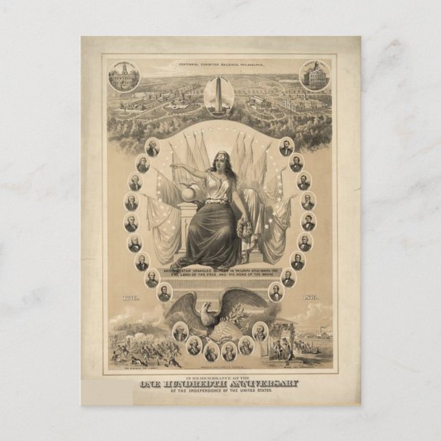 Vintage Vereinigte Staaten Centennial Souvenir Postkarte (Vorderseite)
