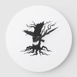 Vintage verhexter Baum Halloween Große Wanduhr