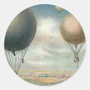 Vintage Verkehr Heißluftballons, Luftschiff Runder Aufkleber