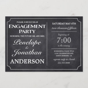 Vintage Verlobungs-Party Einladungs-Tafel Einladung