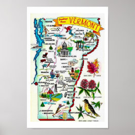 Vintage Vermont Map Print Poster