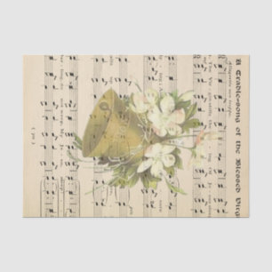 Vintage verschleierte Musikblätter Gold Bell Decou Seidenpapier