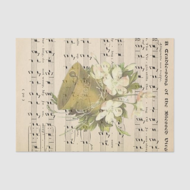 Vintage verschleierte Musikblätter Gold Bell Decou Seidenpapier (Vorderseite)