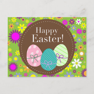 Vintage vert floral Happy Carte d'oeuf Pâques